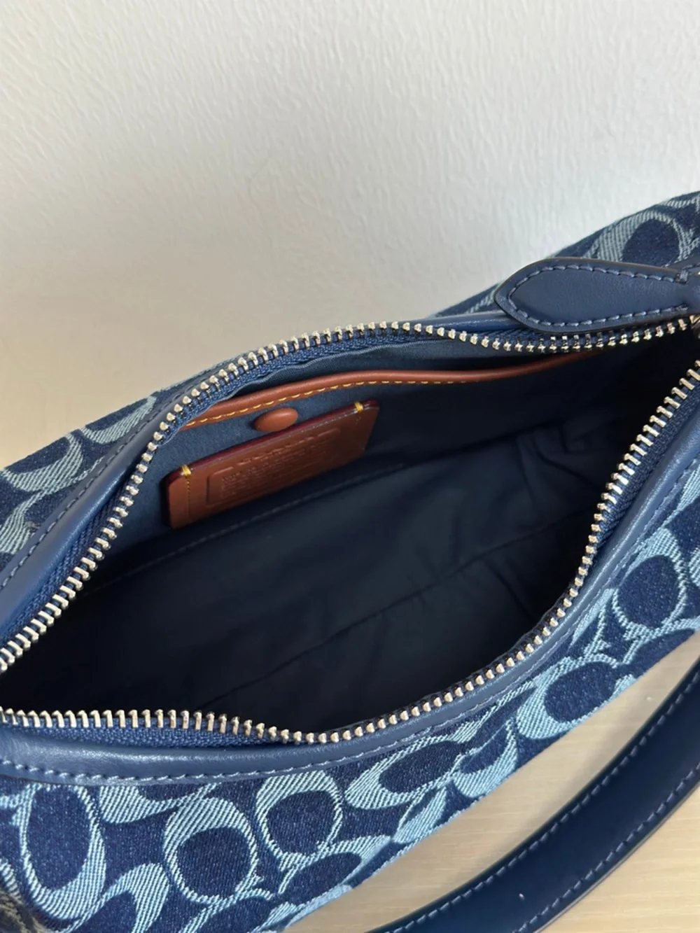 Coach Teri Denim Signature Baguette Shoulder Crossbody Bag